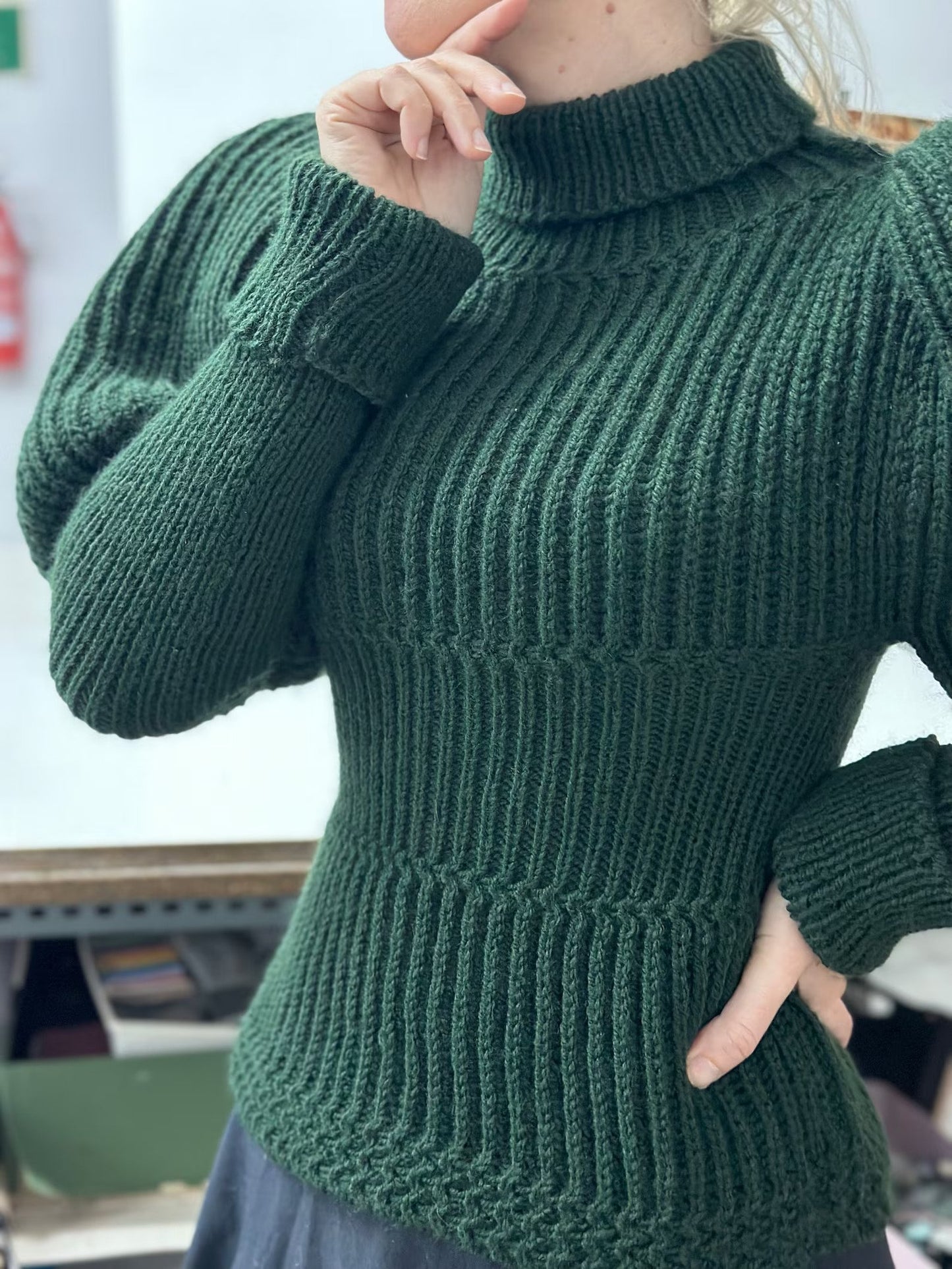 Victorian 1897 Women's Leg of Lamb Reproduction Cycling Jersey Hand Knitted with Acrylic Vegan Wool