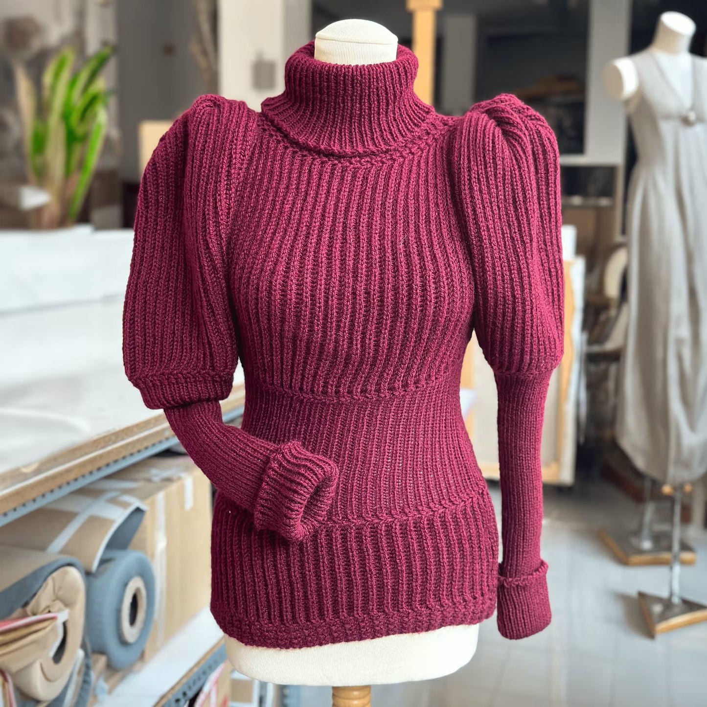 Victorian 1897 Women's Leg of Lamb Reproduction Cycling Jersey Hand Knitted with Acrylic Vegan Wool