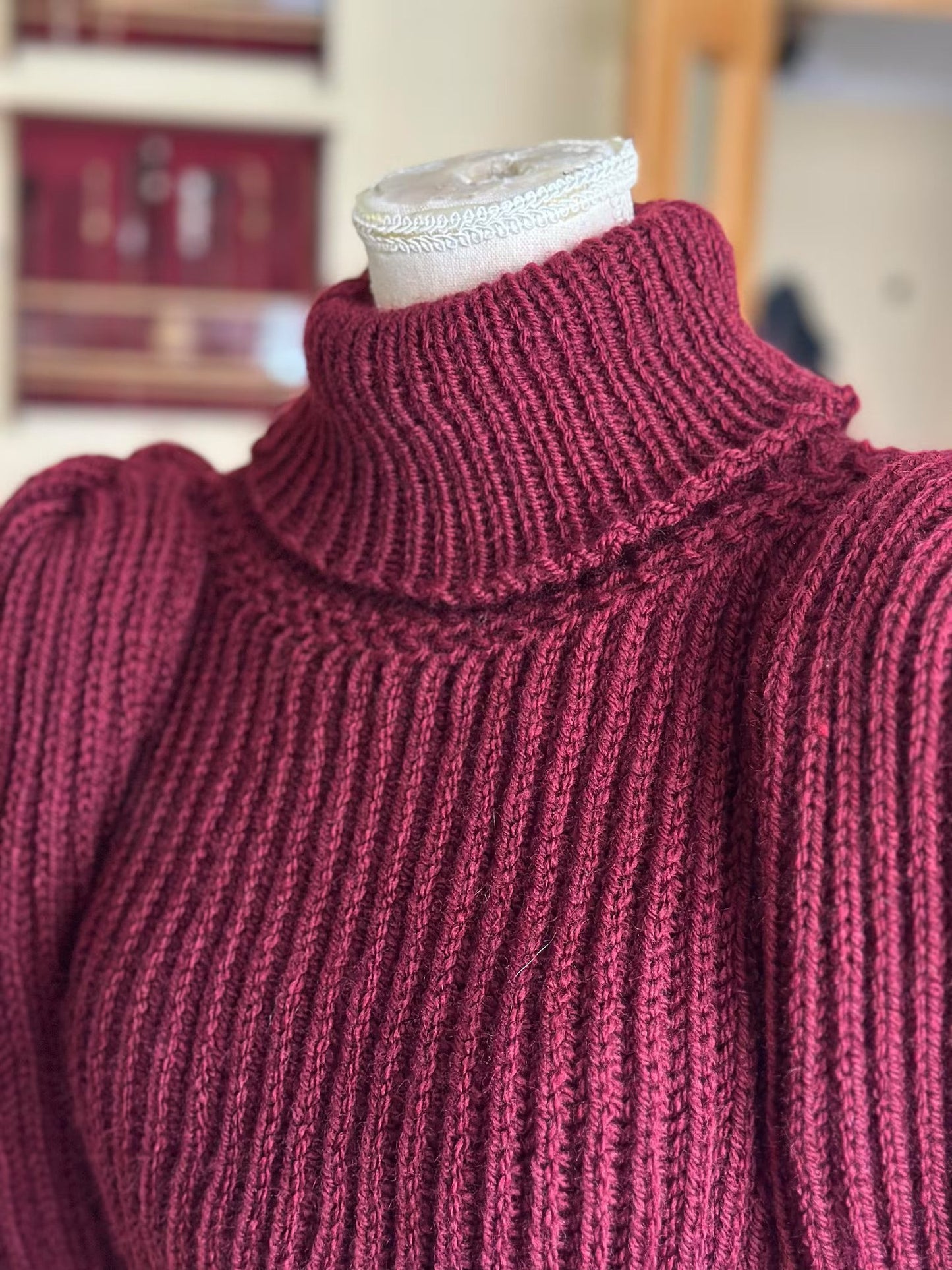 Victorian 1897 Women's Leg of Lamb Reproduction Cycling Jersey Hand Knitted with Acrylic Vegan Wool