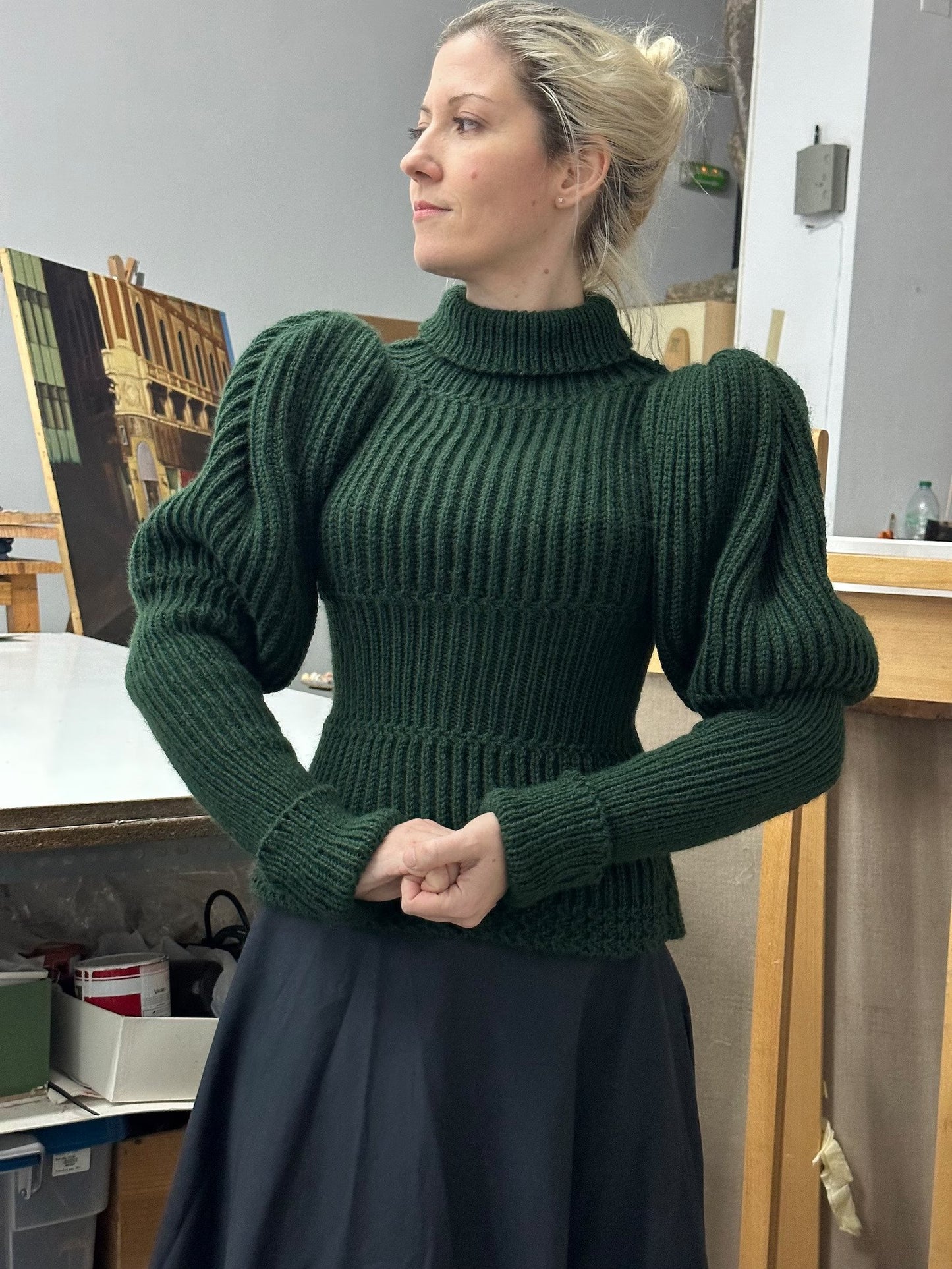 Victorian 1897 Women's Leg of Lamb Reproduction Cycling Jersey Hand Knitted with Acrylic Vegan Wool
