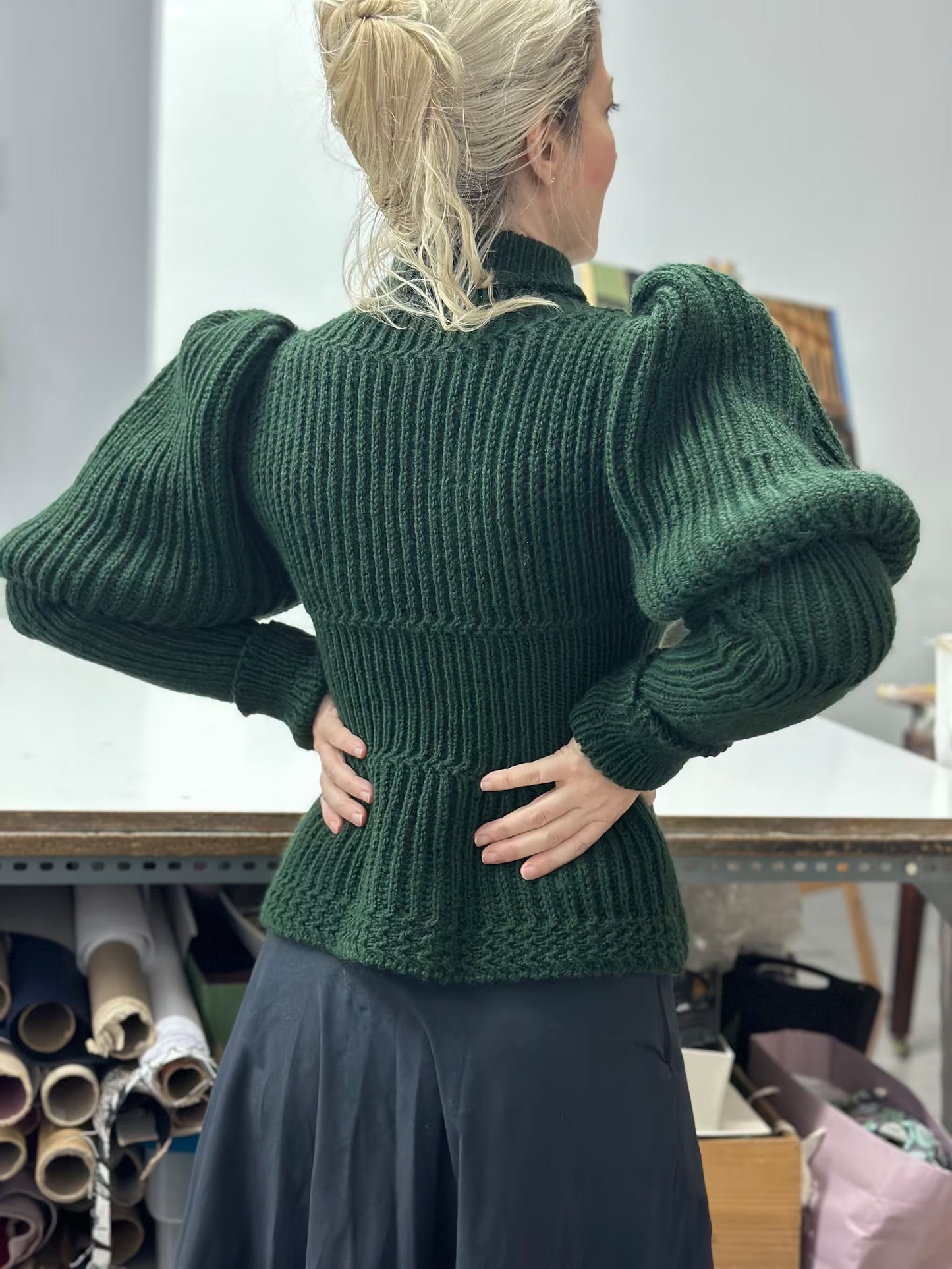 Victorian 1897 Women's Leg of Lamb Reproduction Cycling Jersey Hand Knitted with Acrylic Vegan Wool