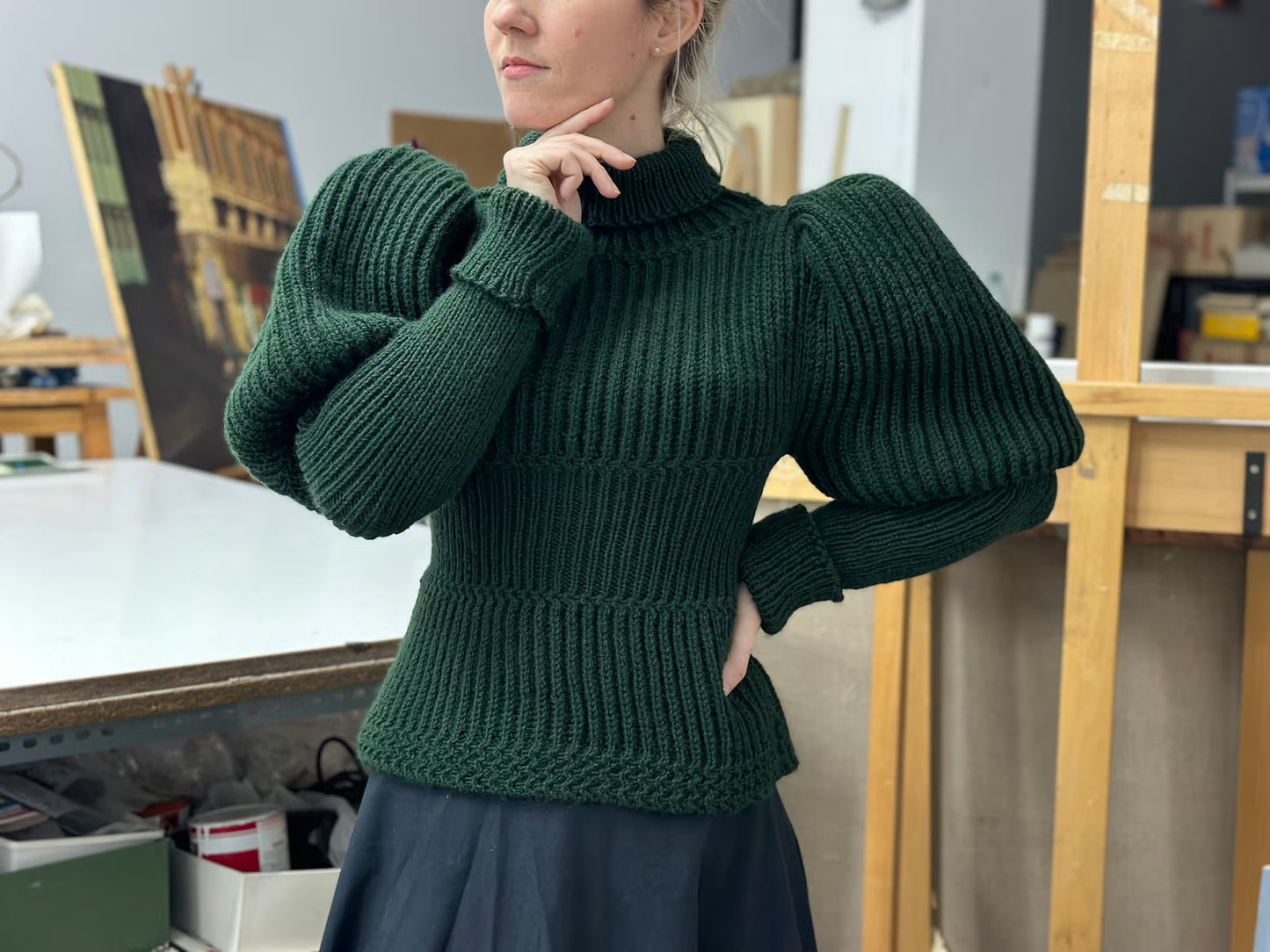 Victorian 1897 Women's Leg of Lamb Reproduction Cycling Jersey Hand Knitted with Acrylic Vegan Wool