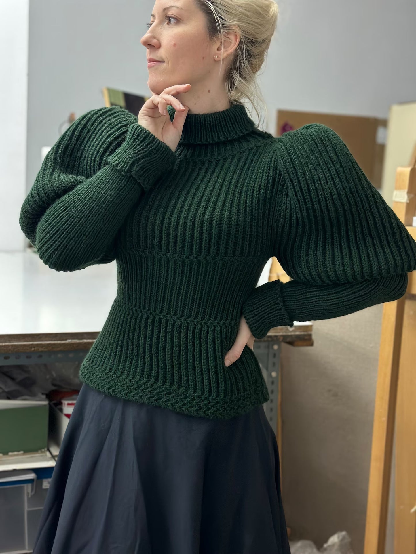 Victorian 1897 Women's Leg of Lamb Reproduction Cycling Jersey Hand Knitted with Acrylic Vegan Wool