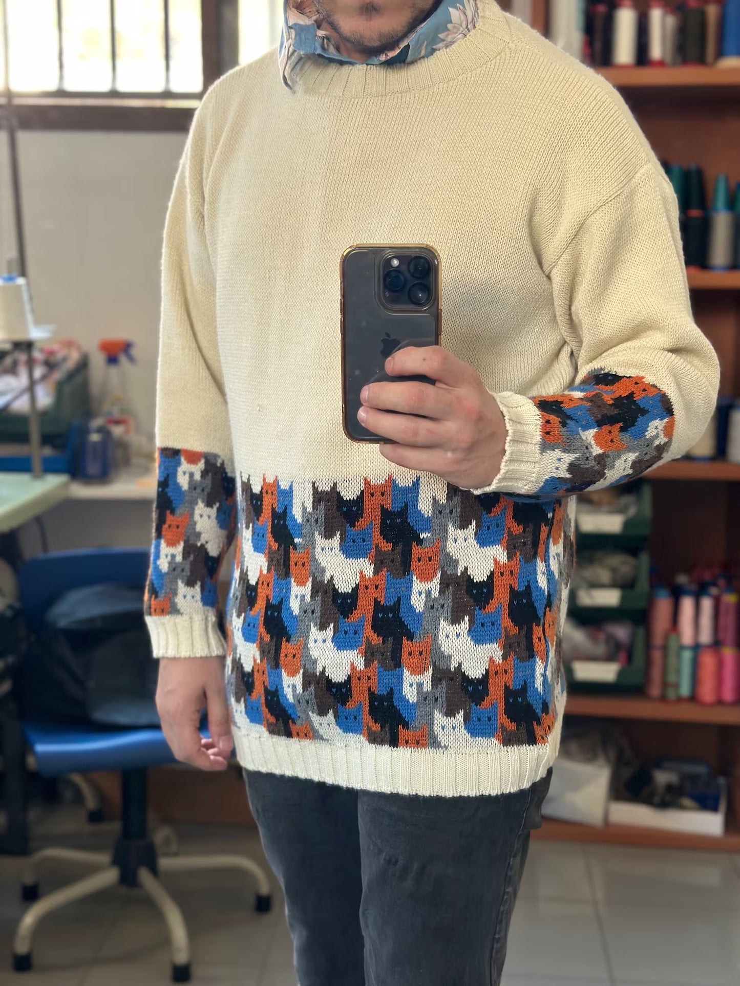 Handmade cat sweater. Acrylic Vegan Wool, Style Halloween Christmas Fall Witch Wizard