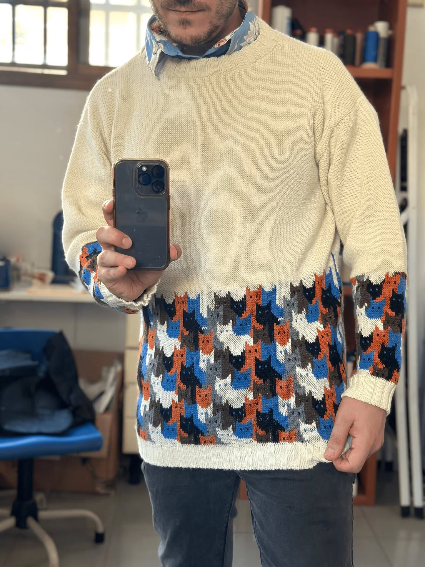 Handmade cat sweater. Acrylic Vegan Wool, Style Halloween Christmas Fall Witch Wizard