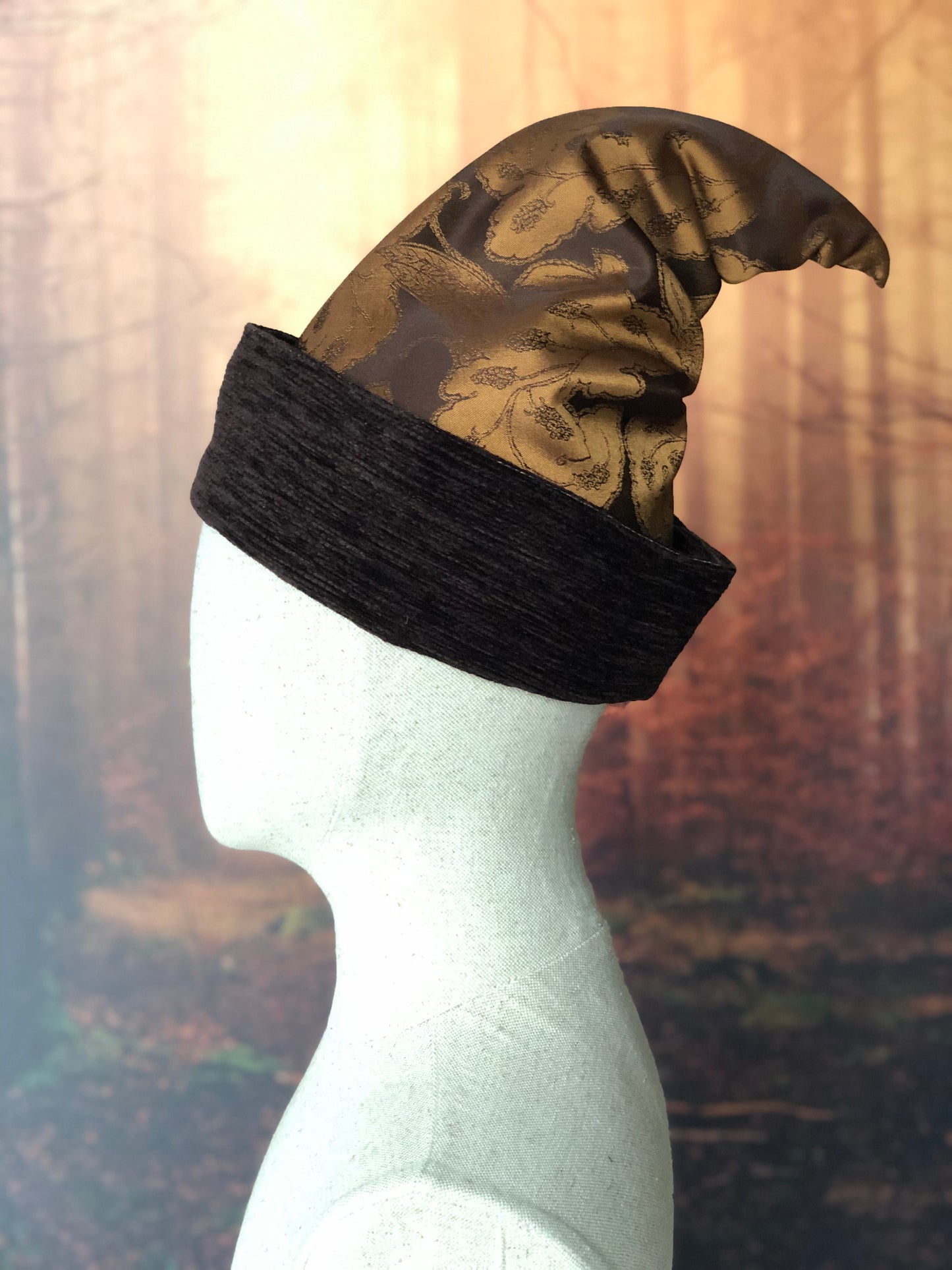 wizard / witch hat magical world in gold and brown tones