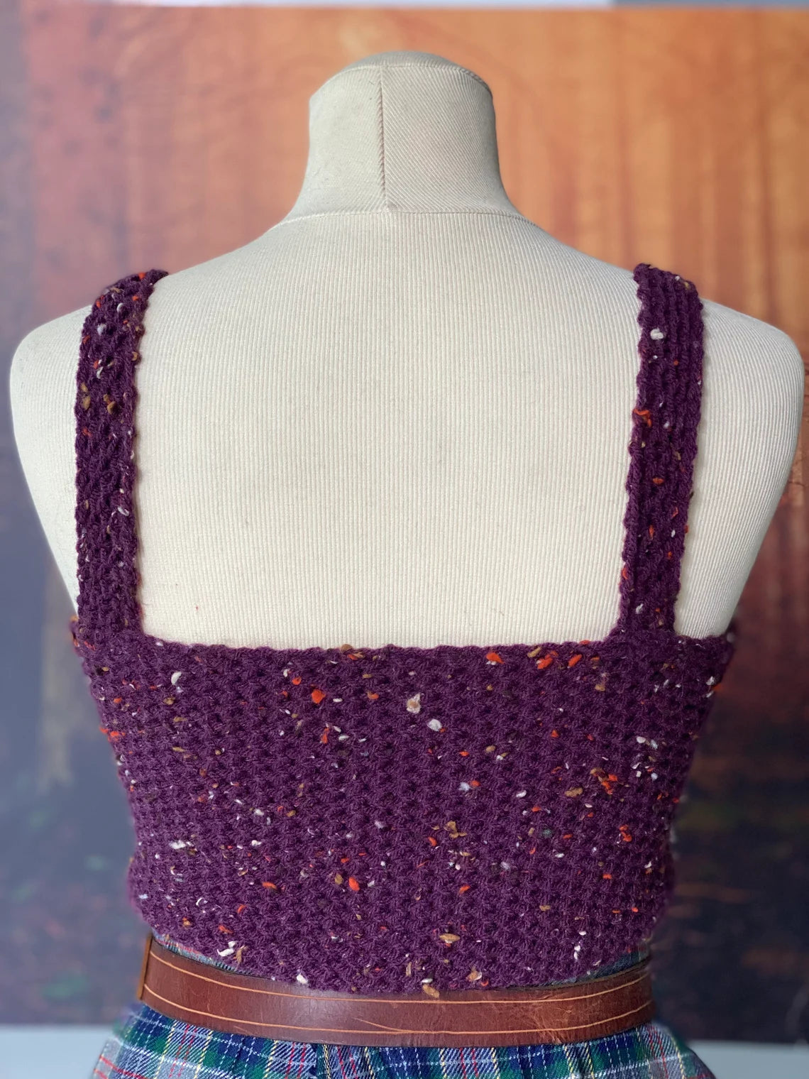 Cottagecore garnet tweed corset Outlander handknitted vest fairytale bralette medieval crop top