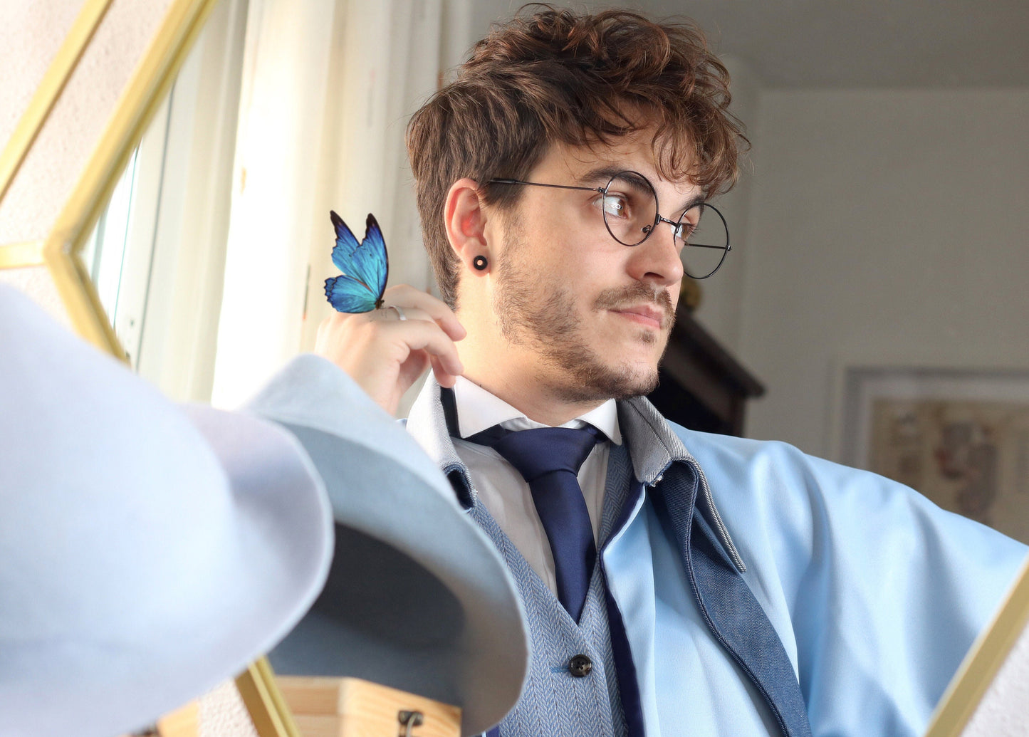 Conjunto capa y sombrero del colegio mágico francés Beauxbatons