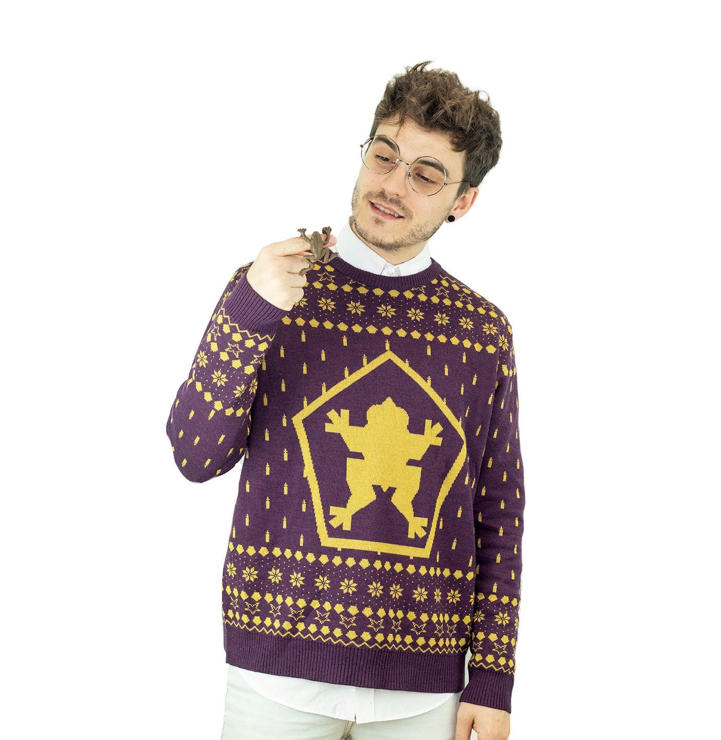 Christmas chocolate frog sweater ugly sweater magical witch wizard