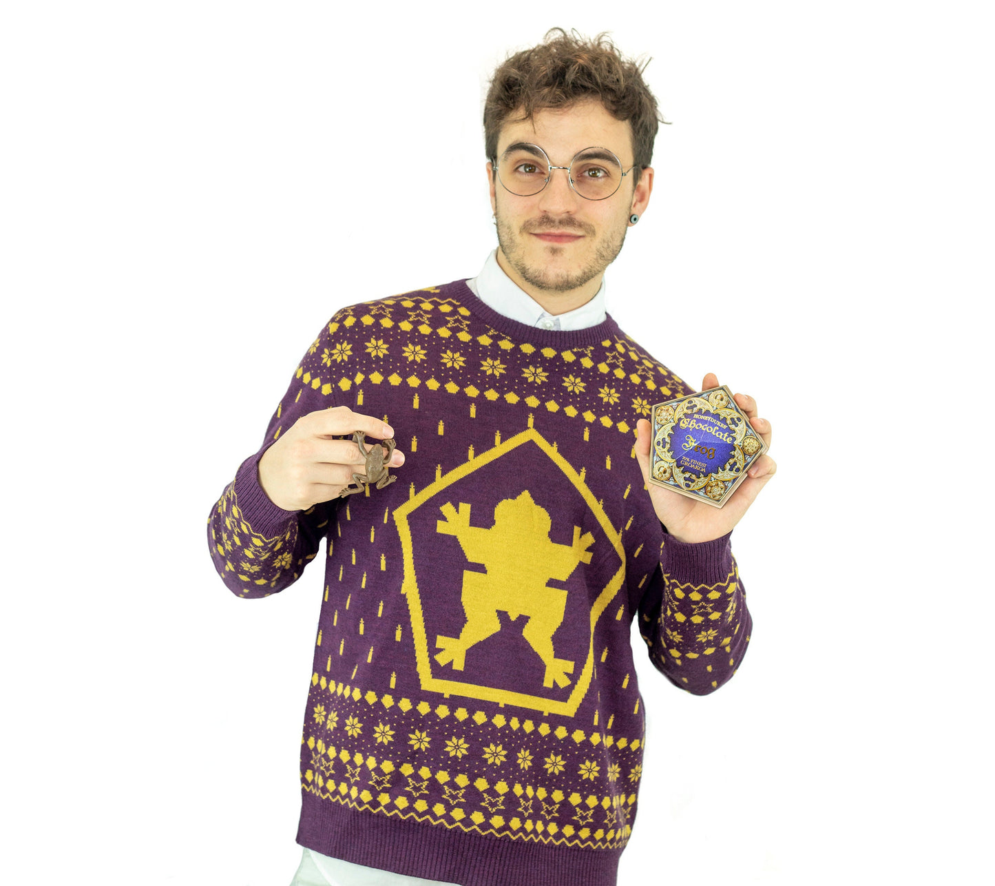 Christmas chocolate frog sweater ugly sweater magical witch wizard