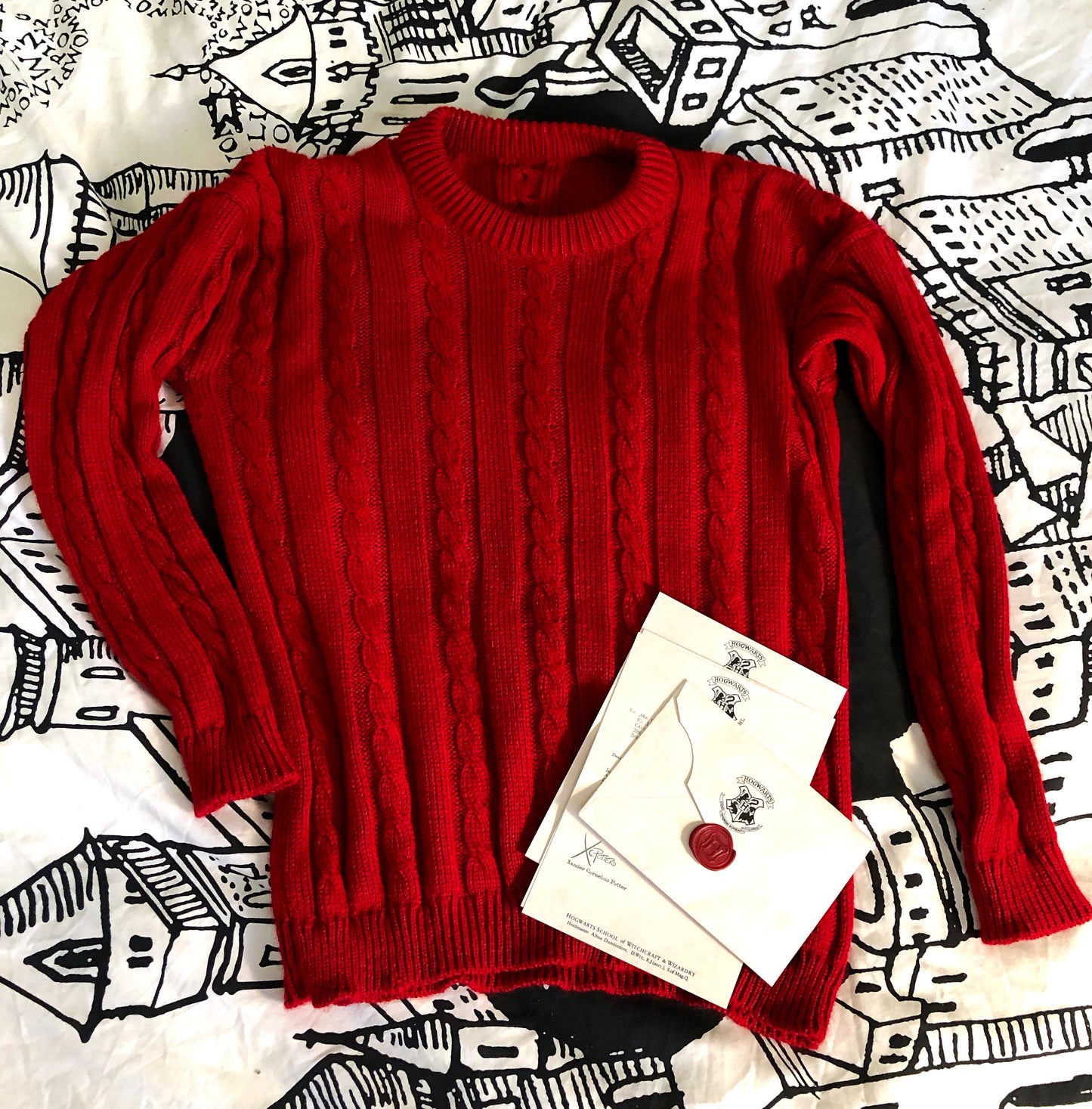 Handmade red pullover sweater