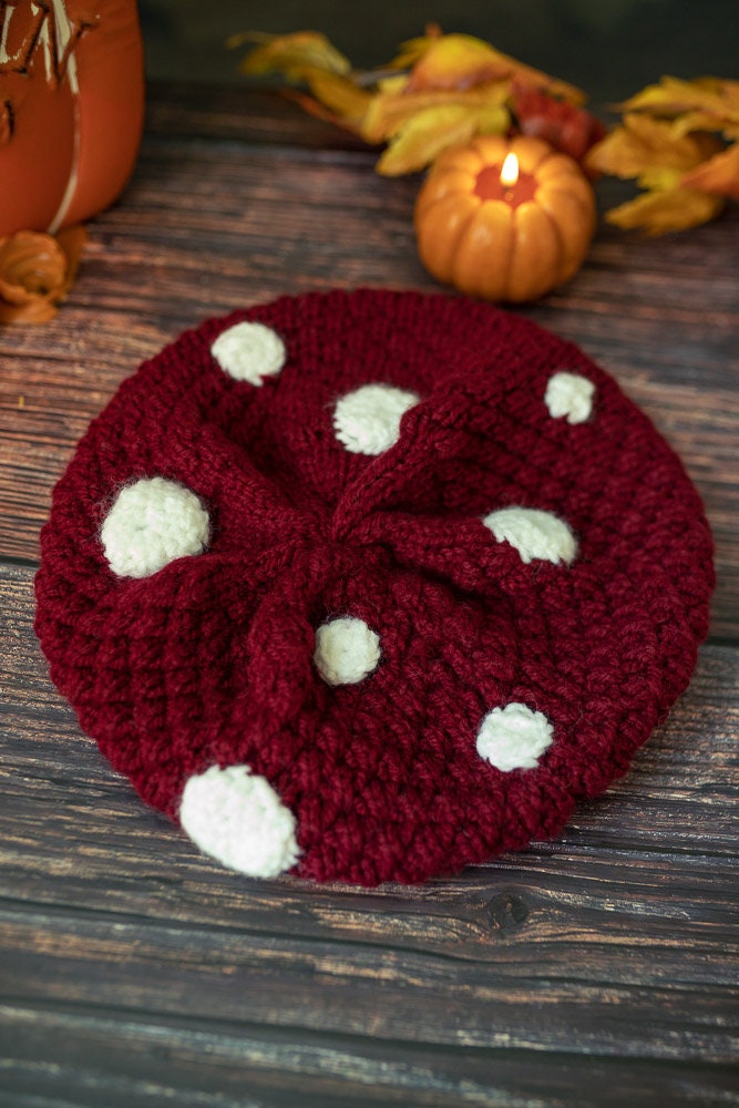 Boina sombrero de setas de lana crochet | hada bruja otoño Halloween invierno