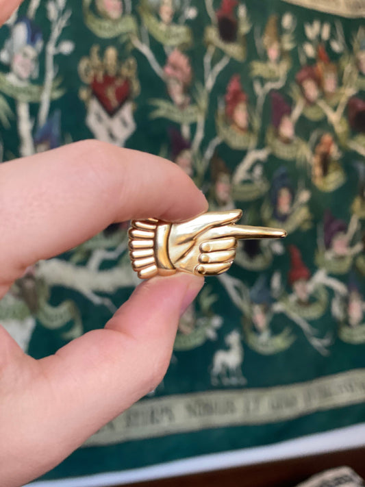 Pointing hand 3D golden pin