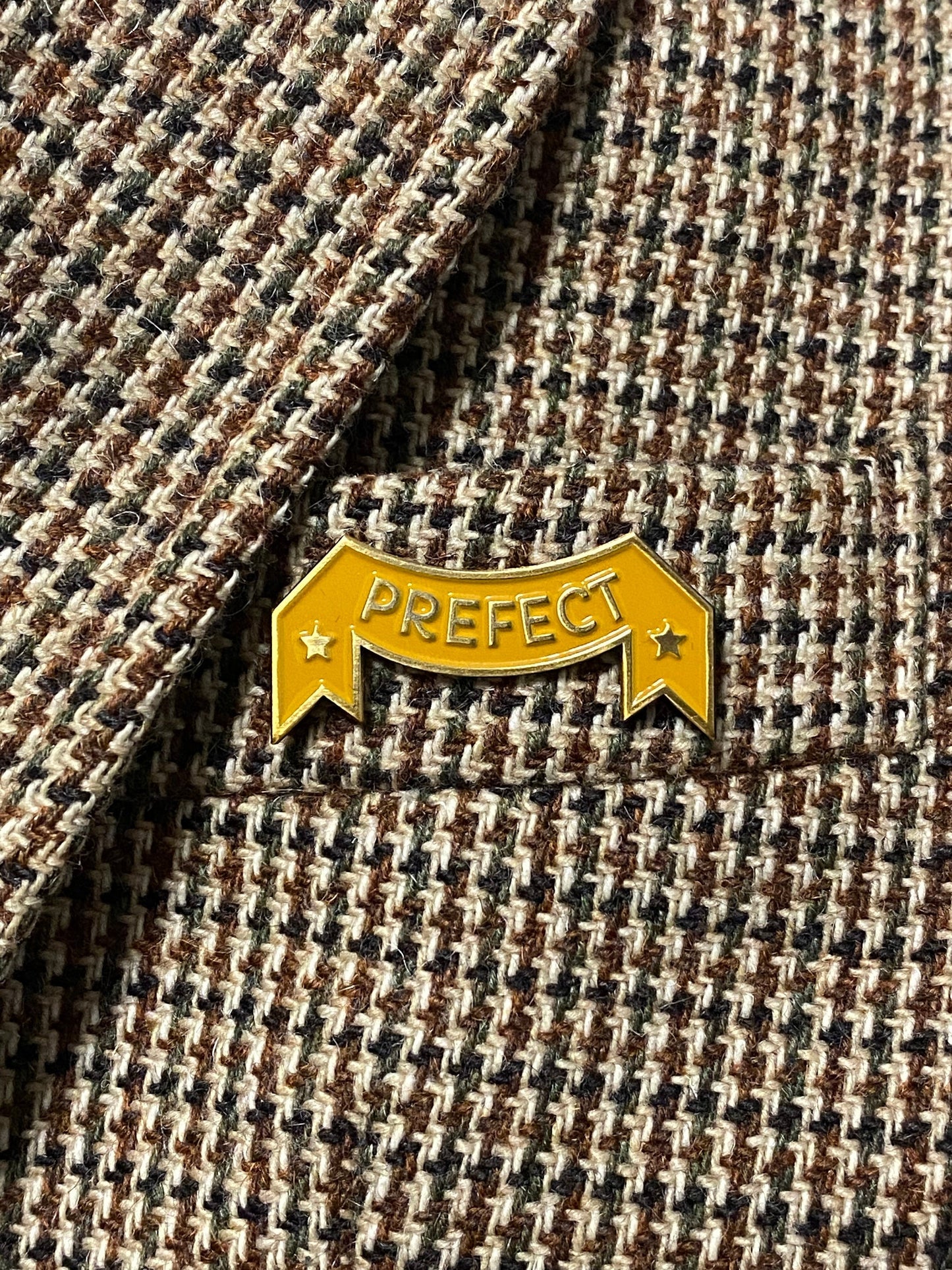 Prefect vintage enamel pin yellow and gold wizarding world